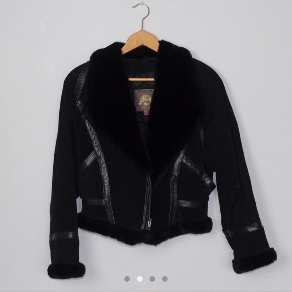 VINTAGE WILSON'S ADVENTURE BOUND LEATHER SUEDE FUR COAT JACKET AVIATOR BOMBER